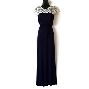 12 PM by Mon Ami navy blue crochet top maxi dress